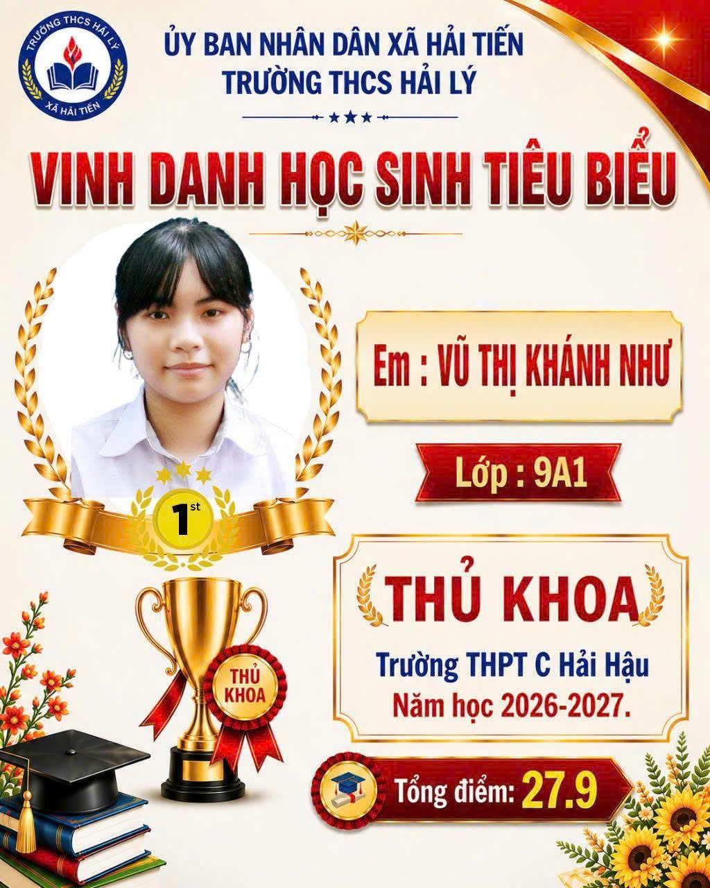 TRƯỜNG THCS HẢI LÝ TỰ HÀO THÀNH TÍCH TUYỂN SINH VÀO LỚP 10 THPT NĂM HỌC 2026–2027